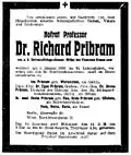 Úmrtní oznámení Richarda Příbrama