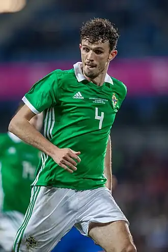 Tom Flanagan v utkání Severního Irska proti Česku na Letné 2019