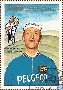 Tom Simpson na poštovní zmámce Spojených arabských emirátů z roku 1969.