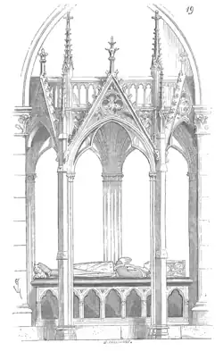 Náhrobek Charlese d'Étampes z interiéru kostela (Eugène Viollet-le-Duc)