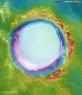 Topografická mapa s barevně odlišenou výškou terénu