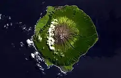 Satelitní snímek ostrova Tristan da Cunha
