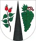 Trnovany (okres Litoměřice), (Figura zúženého černého hrotu evokuje trn a trnitá je i větvička šípku. Obojí odkazuje k názvu obce).
