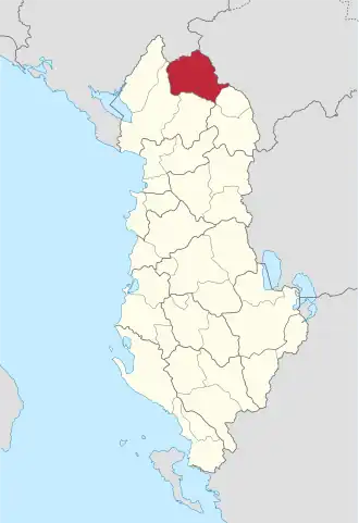 Poloha okresu Tropojë na mapě