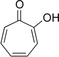 Tropolon – cykloheptatrienové jádro, karbonylová a hydroxylová skupina