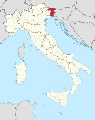 Provincie Udine na mapě Itálie