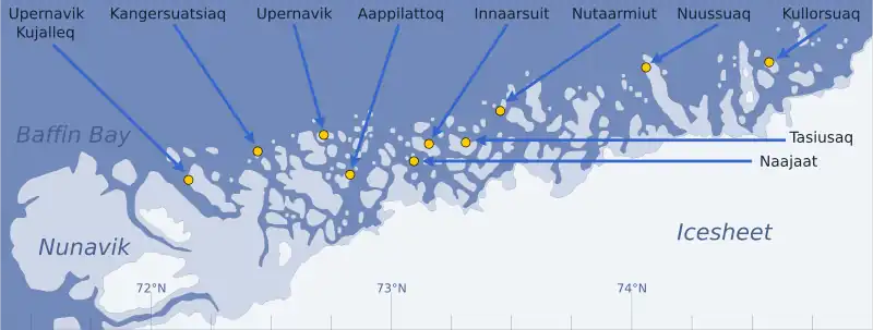 Nutaarmiut na mapě Upernavického souostroví