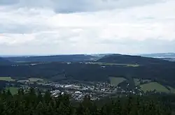 Kerhartice vyfocené z rozhledny Andrlův chlum