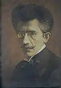 Vlastní podobizna (1921), olej, lepenka s plátnovou strukturou