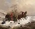 Václav Kroupa - Nepodařená jízda na saních (1857)