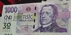 Výroční tisícikoruna s přítiskem