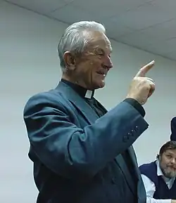Václav Wolf na přednášce „Buddha nebo Kristus?“ (4. 11. 2008)