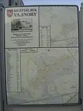 Tabule s mapou Vajnor a předchozím vzhledem místního úřadu