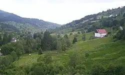Typická krajina ve Vogézách, údolí Chajoux, La Bresse, Francie