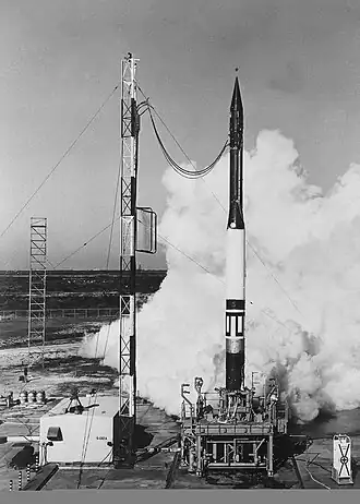 Raketa Vanguard na odpalovací rampě