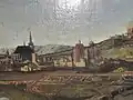 Veduta obléhání Brna roku 1645, pohled na kostel sv. Jakuba a klášter