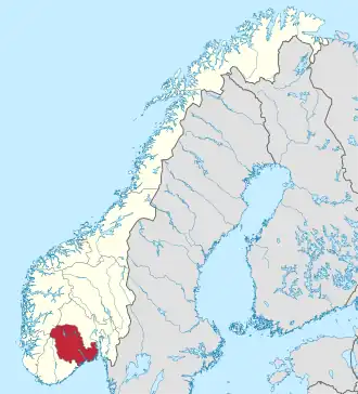 Vestfold a Telemark na mapě Norska