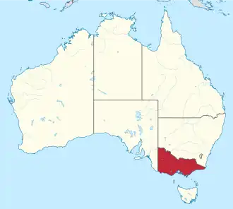 Poloha Victorie na mapě Austrálie