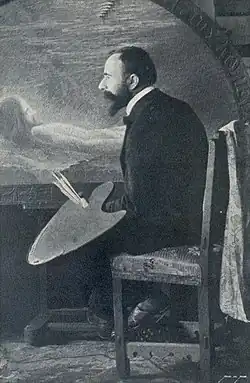 Viktor Foerster maluje v klášteře ve Lnářích , 1904