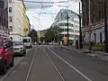 Pohled ke Zvonařce ze zastávky Bruselská