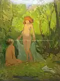 Milenci (olej na kartonu)