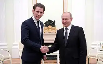 Setkání kancléře Sebastiana Kurze a ruského prezidenta Vladimira Putina v Kremlu, únor 2018