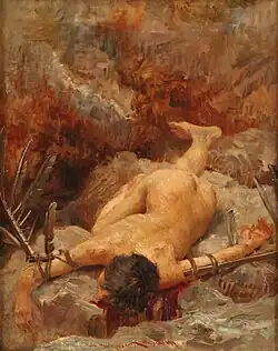 Vlaho Bukovac, Ikar na hridi, olej na plátně, 1897
