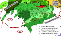 Hornádska kotlina v rámci Karpat, vyznačena červeně