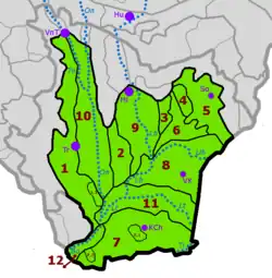 Mapa rozsahu a členění Východoslovenské roviny