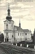 Kostel ve Pšově v roce 1907 (pohlednice)