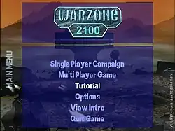 Snímek hlavního menu hry