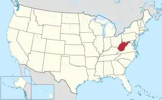 Západní Virginie na mapě USA