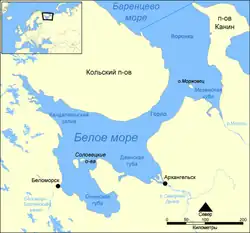 Mapka oblasti Bílého moře