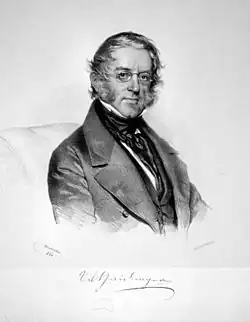 Wilhelm Carl von Haidinger na litografii Josefa Kriehubera z roku 1844
