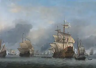 Zajetí Royal Prince holandskou eskadrou v roce 1666, obraz Willem van de Velde mladší