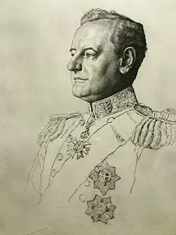 Hrabě Beauchamp v uniformě lorda strážce pěti přístavů (1920)
