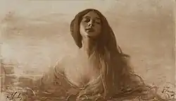 Women's study. malba: Franciszek Żmurko, foto: Jadwiga Golczová, 1905