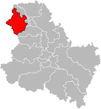Kanton na mapě departementu Yonne