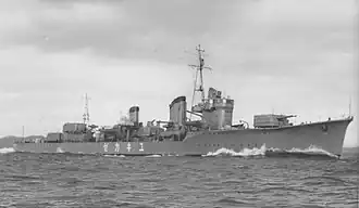 Jukikaze v prosinci 1939 během zkušební plavby