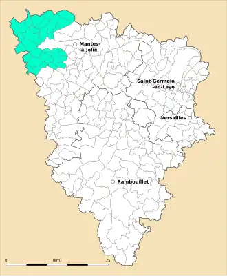 Kanton na mapě departementu Yvelines