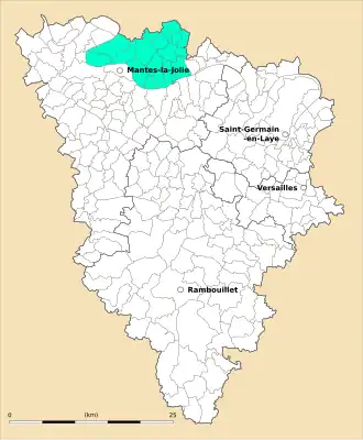 Kanton na mapě departementu Yvelines