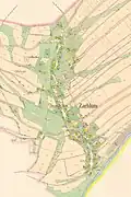 Záchlumí na mapě stabilního katastru z roku 1840