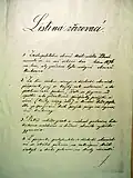 Zřizovací listina z roku 1876