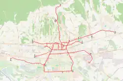 Schéma tramvajové sítě v Záhřebu
