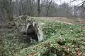 Prázdné místo na pilíři, kde stávala socha sv. Barbory