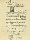 Doklad o založení lékárny Aloise Kříže, r. 1916.