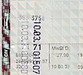 Otisk razítkovacích kleští na jízdence Deutsche Bahn, rok 2007