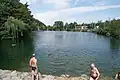 Zatopený lom v Blansku vyfotografovaný od jihu