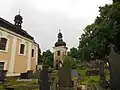 Kostel, zvonice a hřbitov