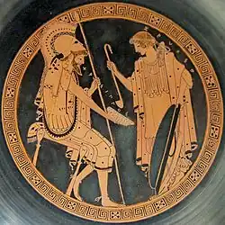 Chrýsippos a Zeuxo, kylix, Brygův Malíř, Britské muzeum, cca 490-480 př.n.l.